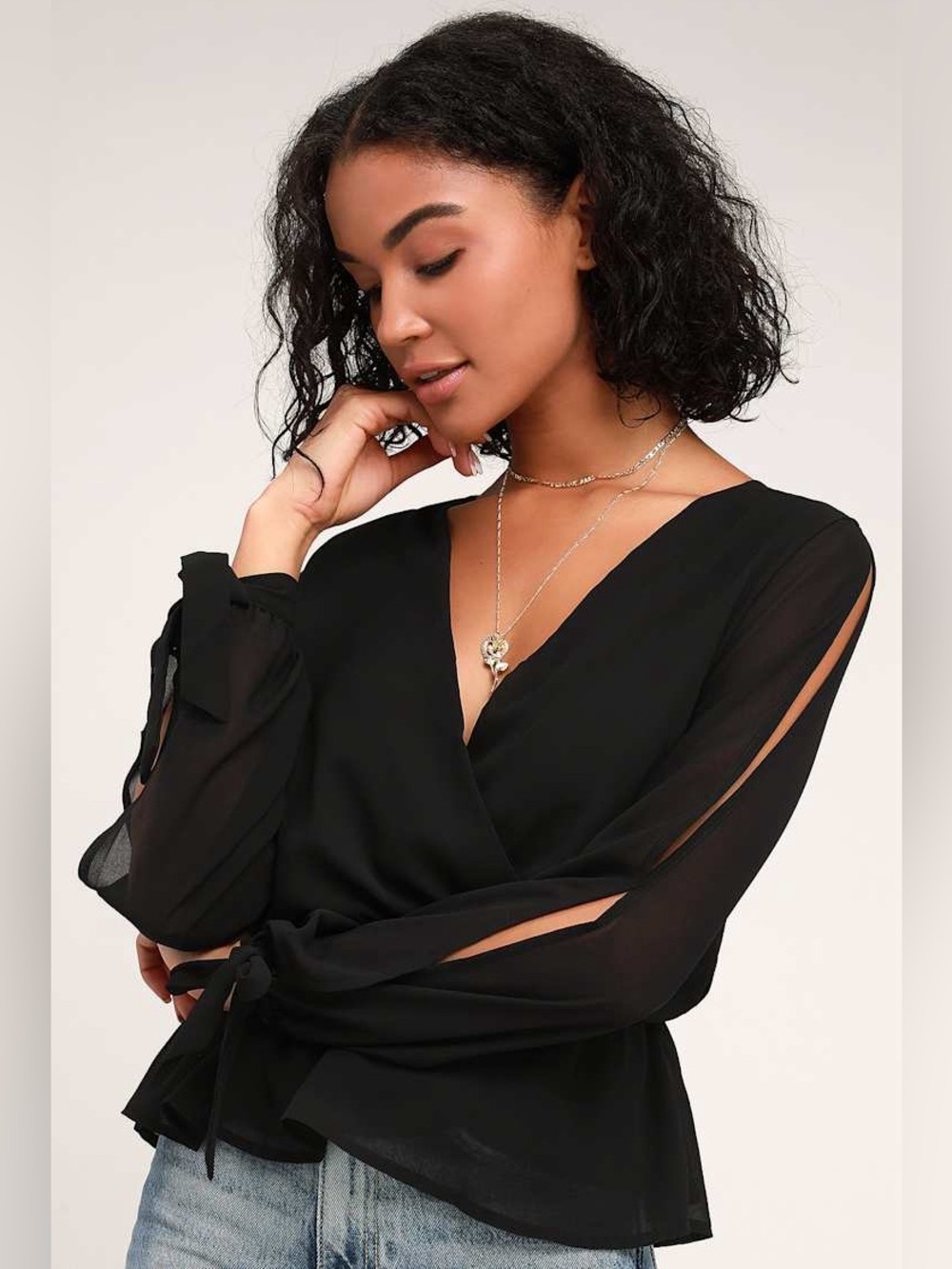 Bloom Black Cold Shoulder Surplice Top, EUC, Sz S